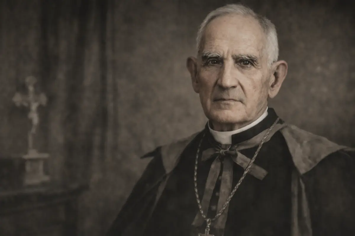 Retrato ilustrado de Dun Karm Psaila, poeta y sacerdote maltés, figura clave en el desarrollo de la lengua maltesa moderna.