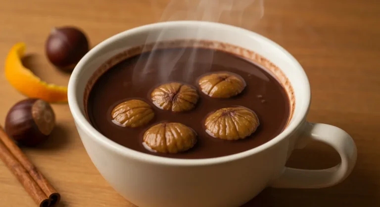Imbuljuta tal-Qastan, bebida navideña tradicional de Malta a base de castañas y cacao, servida caliente con aroma de canela y cáscara de naranja